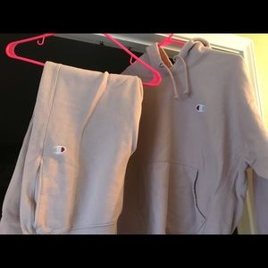 Hoodie and large sweats.  Pale pink.  Excellent condition.